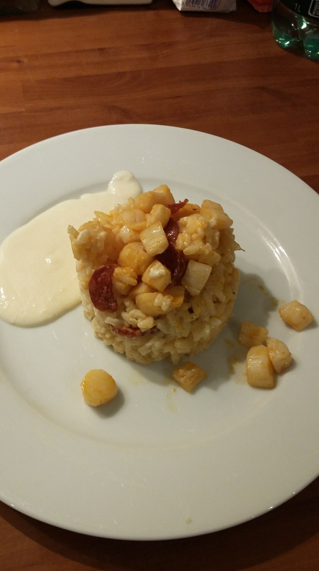 Risotto noix de pétoncles,&nbsp;chorizo