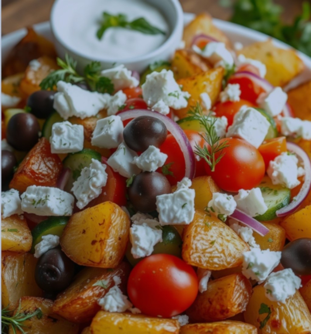 Salade de pommes de terre croustillantes à la&nbsp;grecque