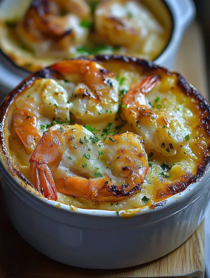 Cassolettes de gambas à la bisque&nbsp;maison